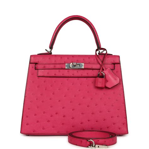 hermes kelly autruche rose tyrien|Pre.